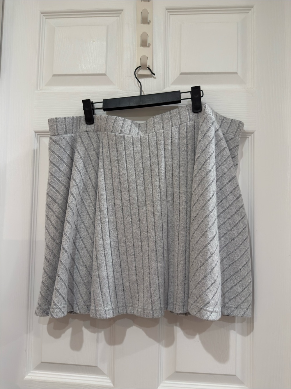 Grey Ribbed Knit Skort Skirt